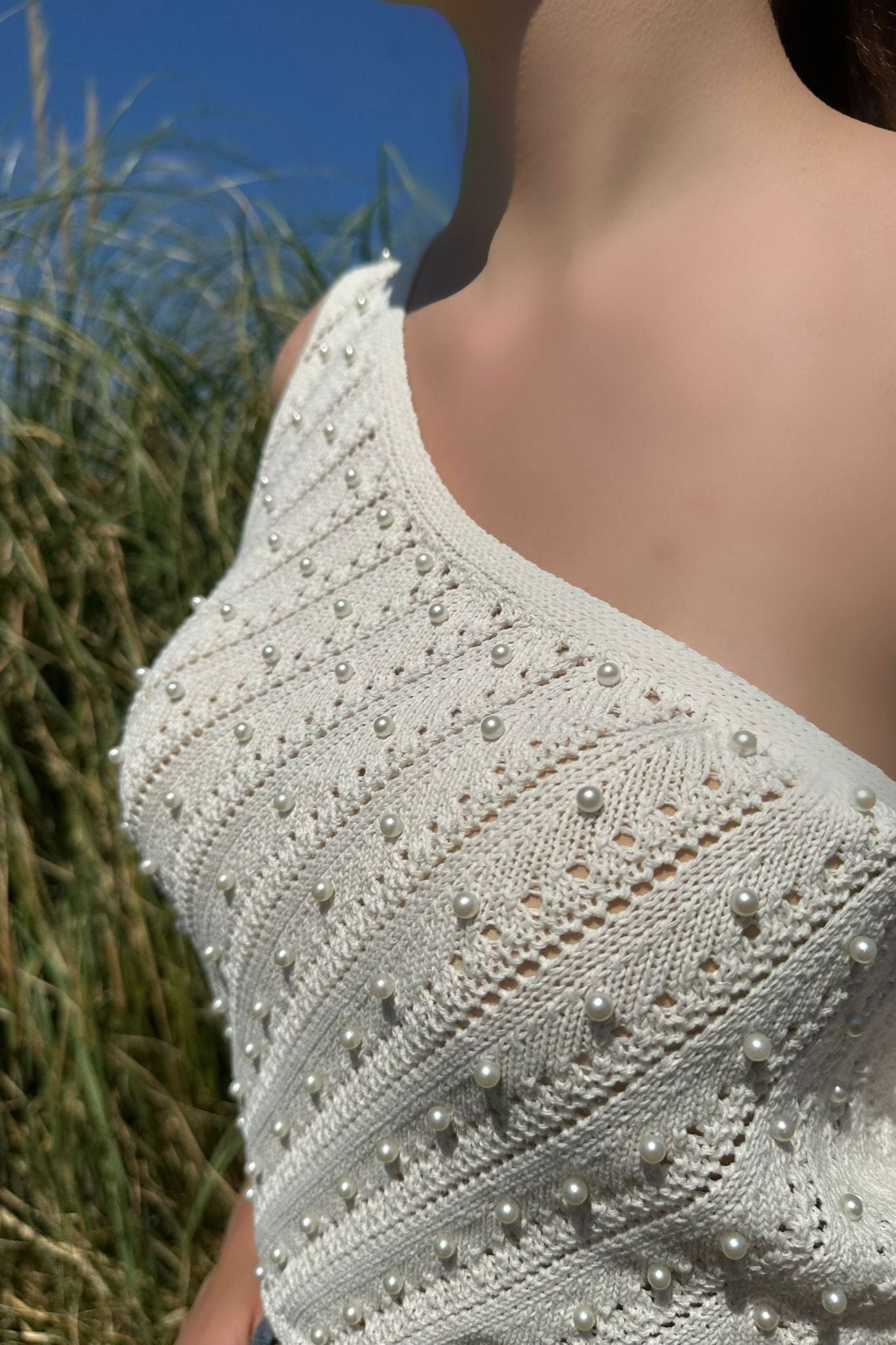 Pearly Ecru Knit Tank Top