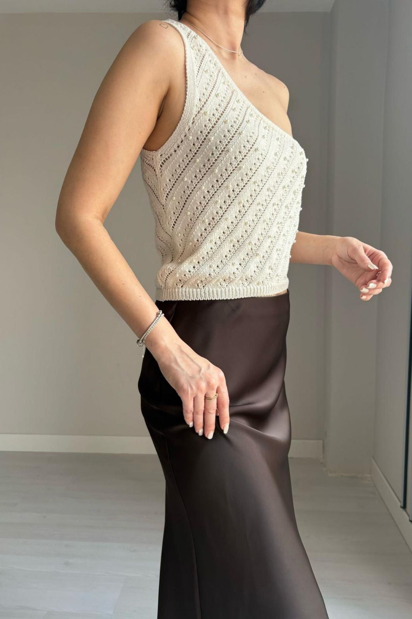 Pearly Ecru Knit Tank Top