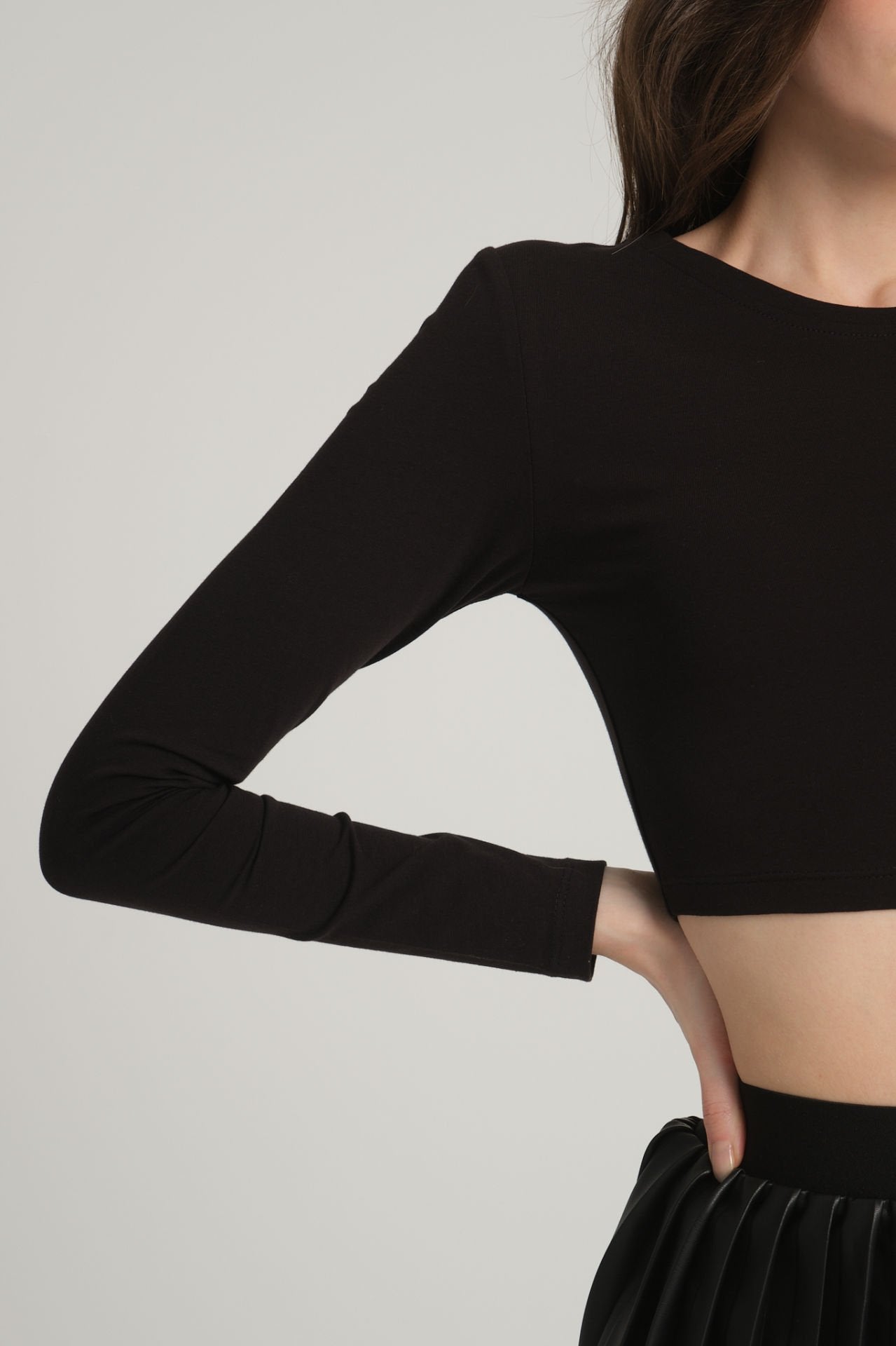 Tek Omuz Siyah  Crop Top