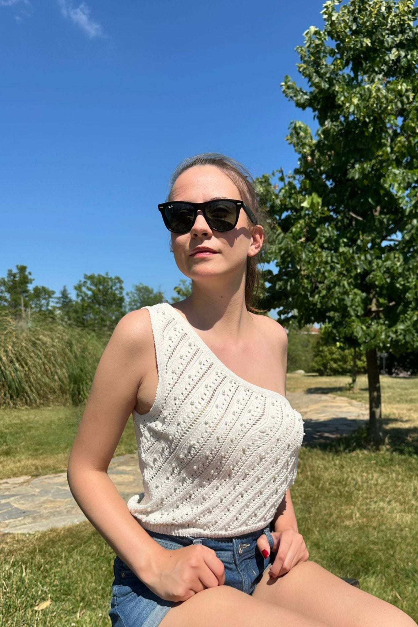 Pearly Ecru Knit Tank Top