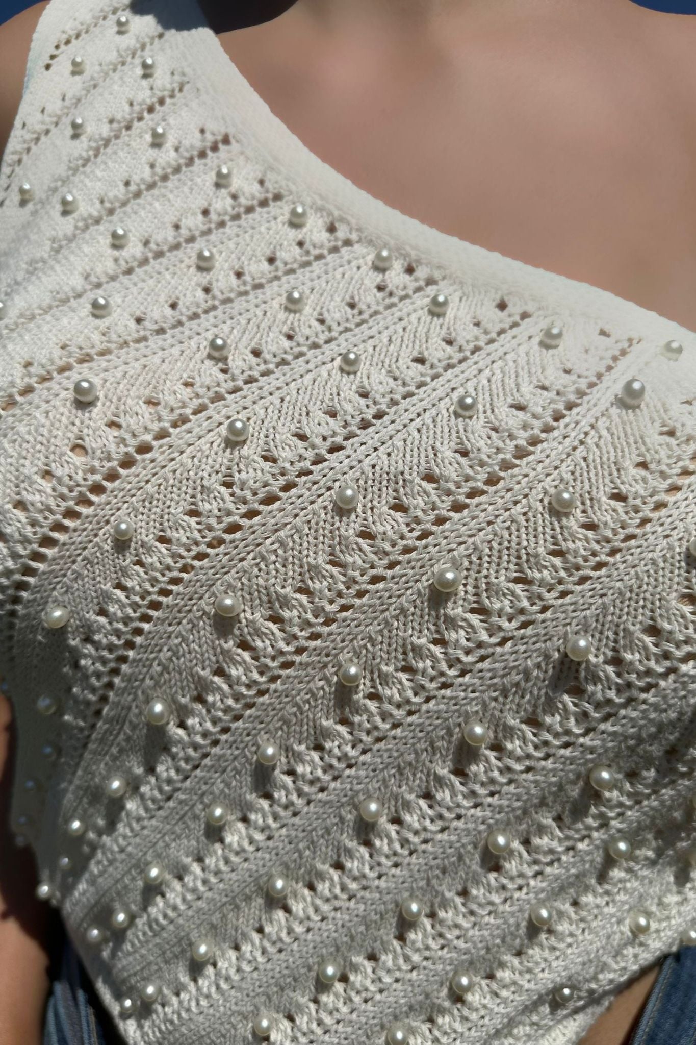 Pearly Ecru Knit Tank Top
