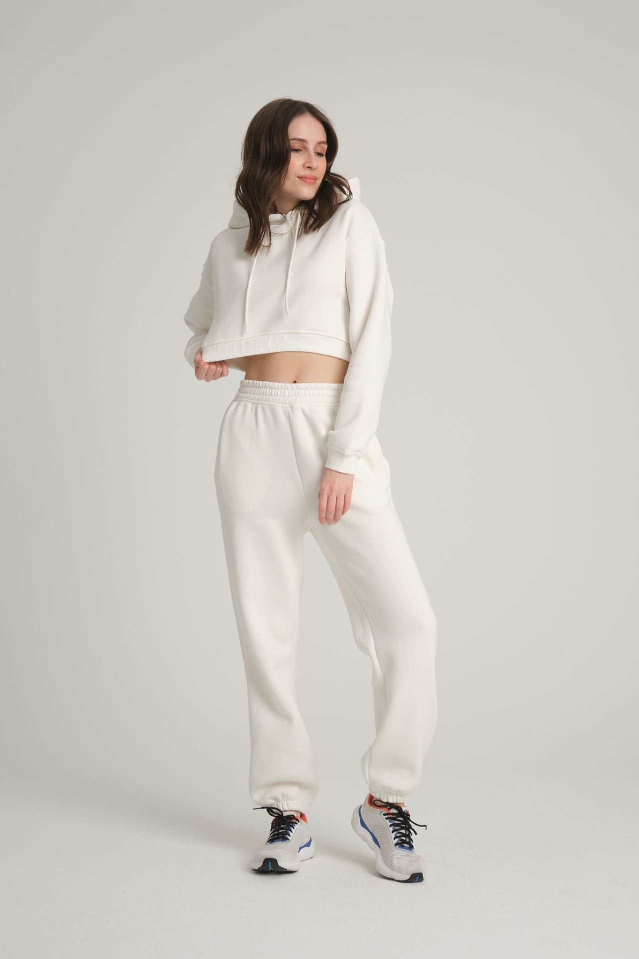 Şardonlu Ekru Hoodie