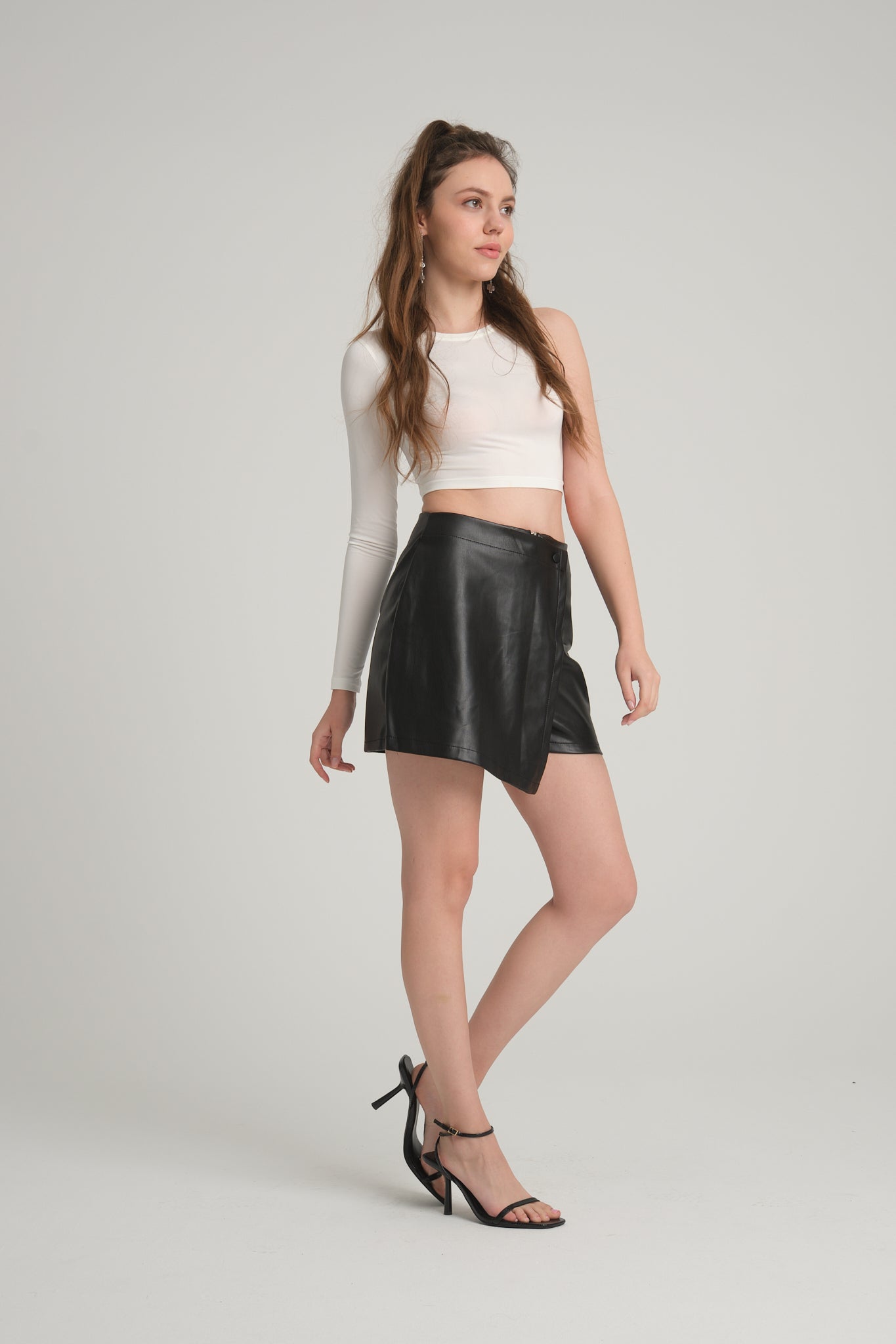 Tek Omuz Mikro Crop Top
