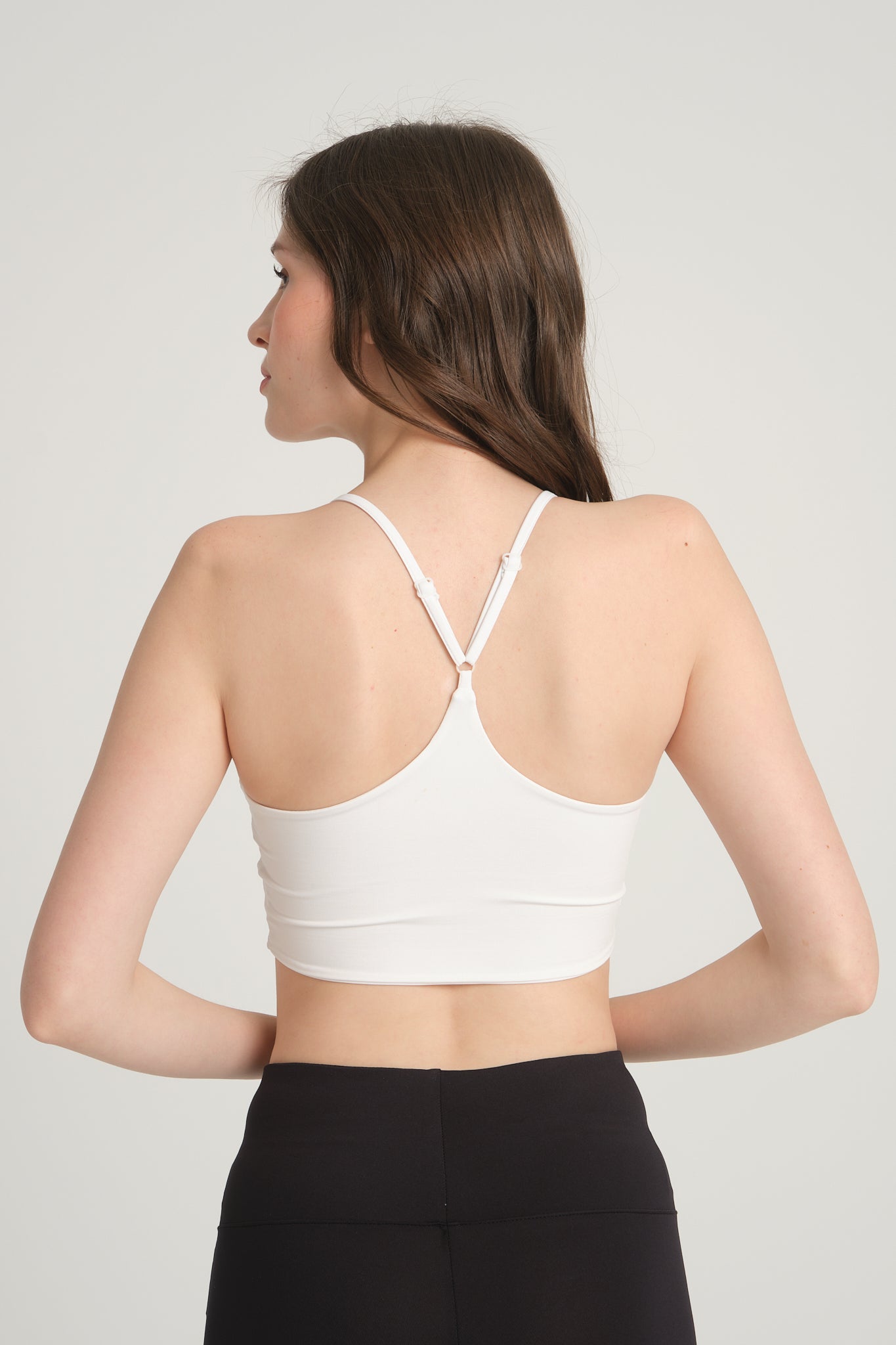 Çapraz Ayarlanabilir Askılı Beyaz Crop Top