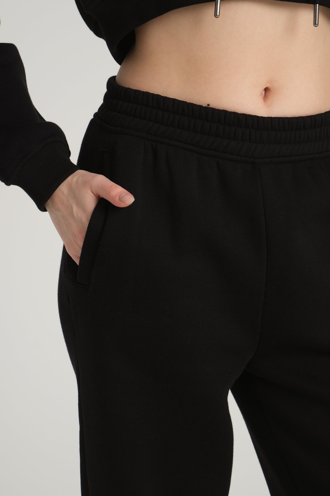 Şardonlu Siyah Jogger Eşofman